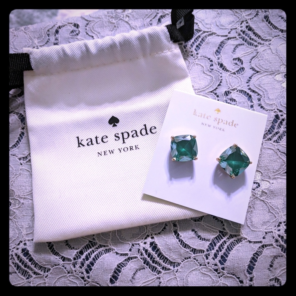 Kate Spade green squared stud earrings
